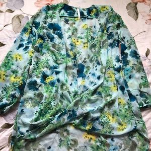 Blue floral blouse